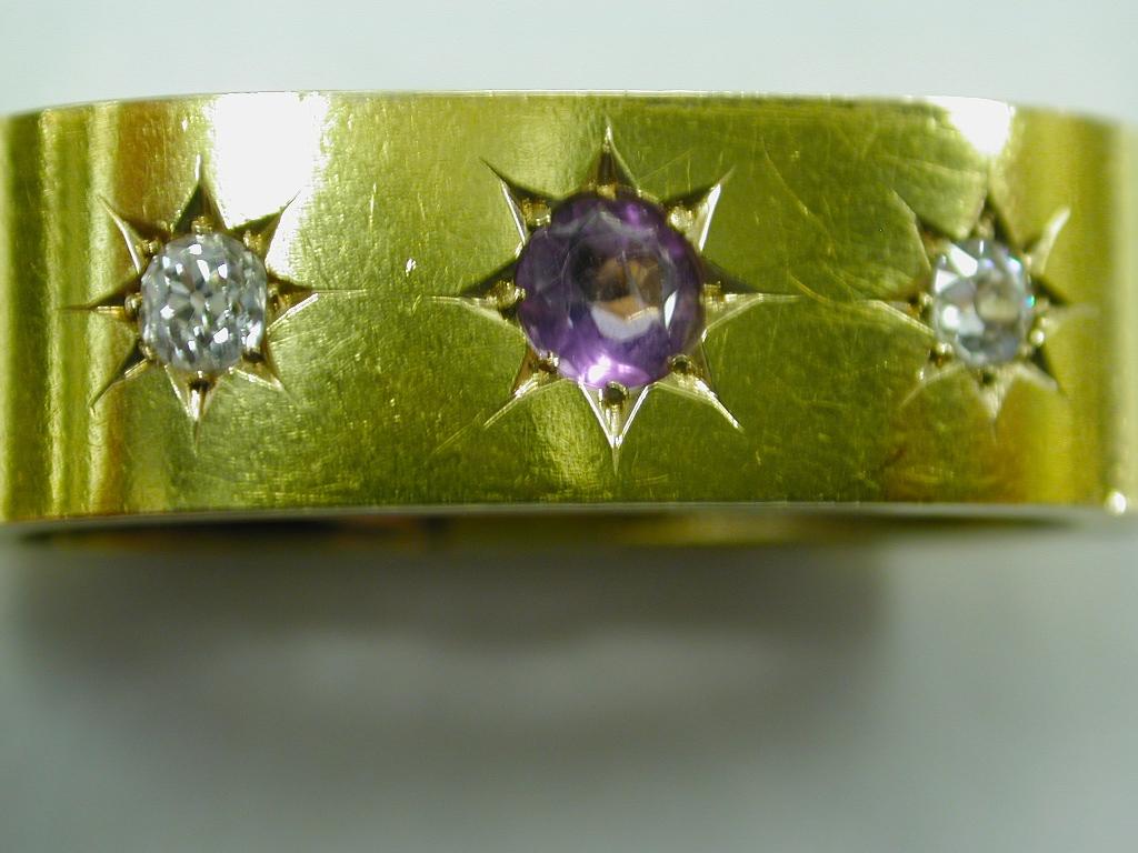 Round Cut 18 Carat Scarf Clip Set with Amethyst and Diamonds, J W Benson Ltd, London For Sale