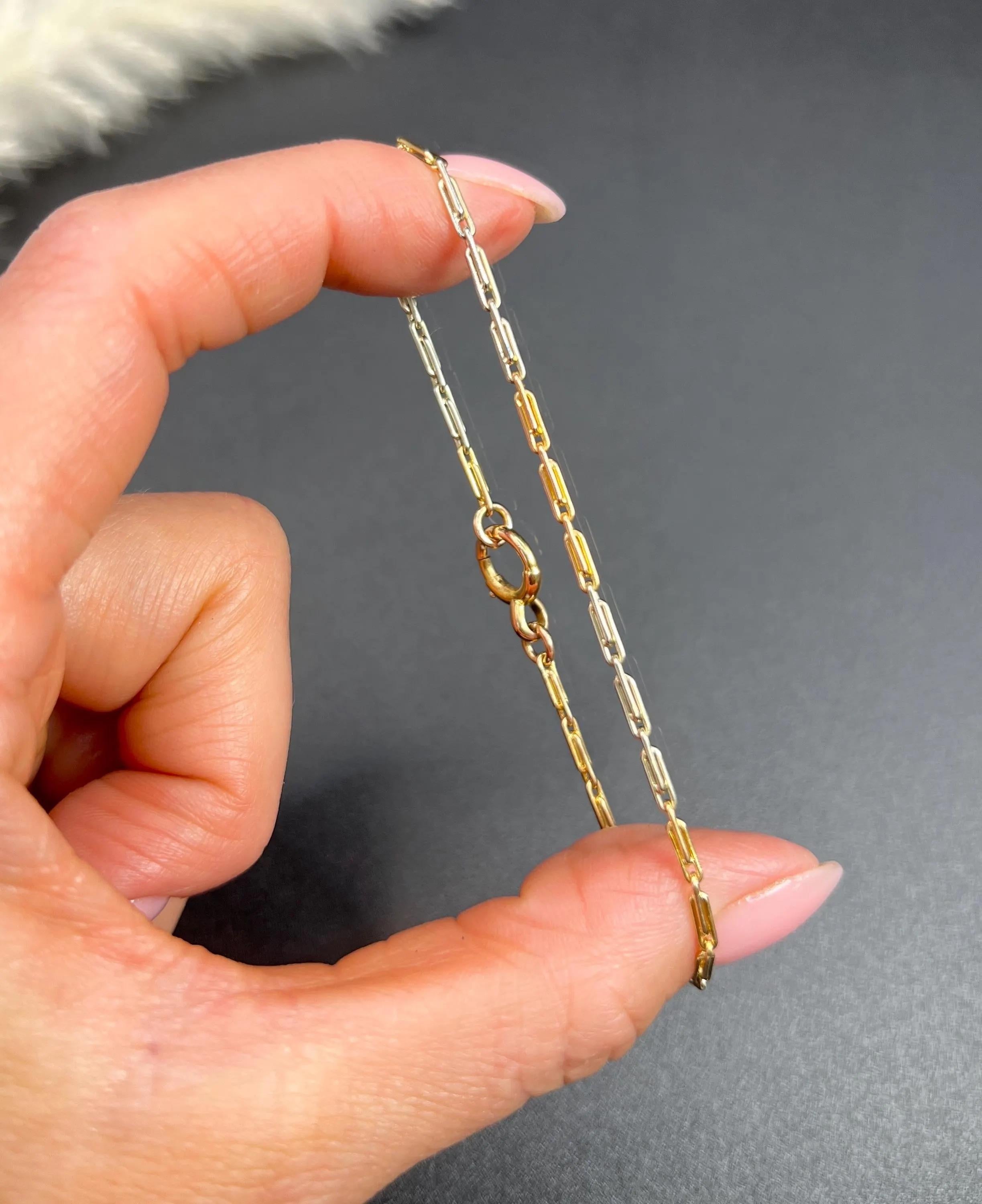 Antique 18ct Two Colour Gold, Edwardian Paperclip Link Bracelet with Bolt Ring Bon état - En vente à Brighton, GB