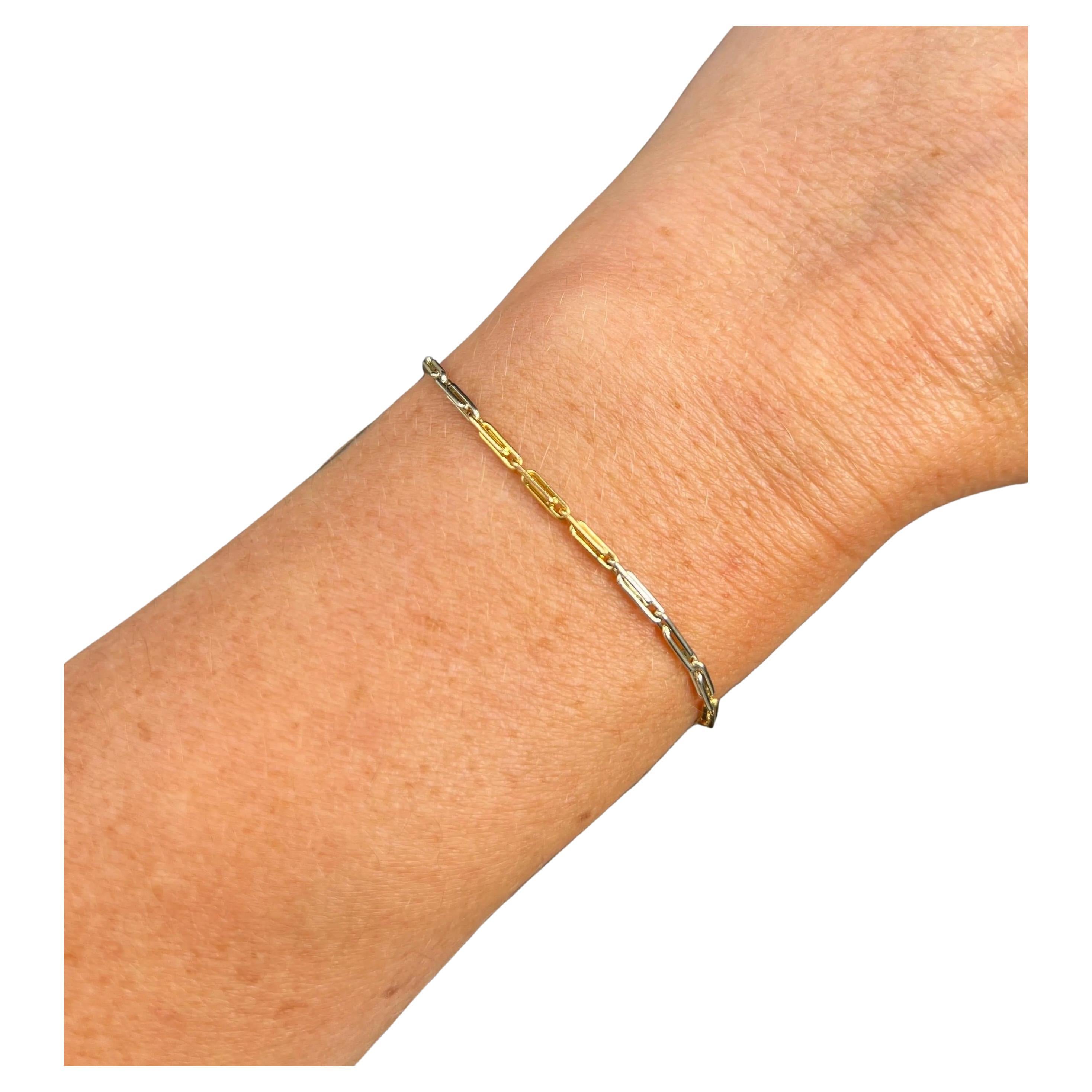 Antique 18ct Two Colour Gold, Edwardian Paperclip Link Bracelet with Bolt Ring