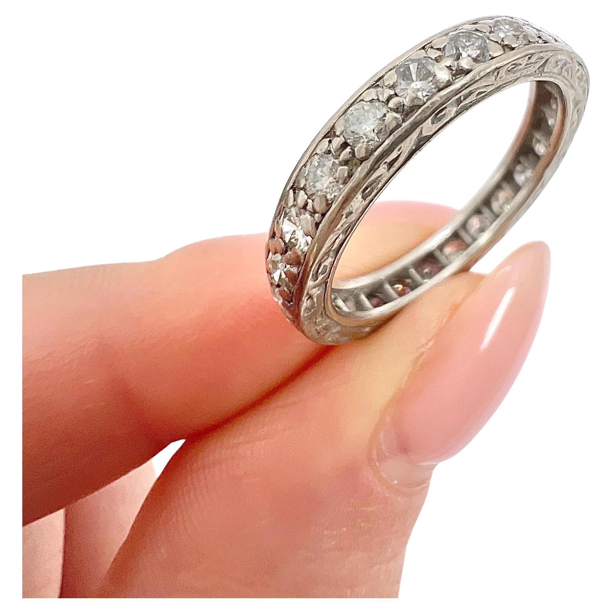 Antique 18ct White Gold, 1920s 1.0 Carat Diamond Eternity Ring