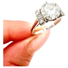 Anello di fidanzamento antico in oro bianco 18ct, anni '20 con diamante da 1,20 carati e pietra singola