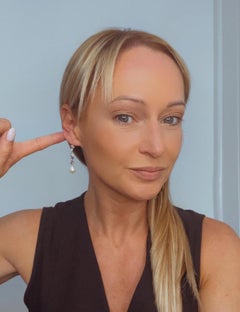 Antique 18ct White Gold, 1920s Diamond & Pearl Drop Earrings