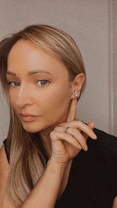 Antique 18ct White Gold, 1920s Faceted Zircon & Diamond Cluster Stud Earrings