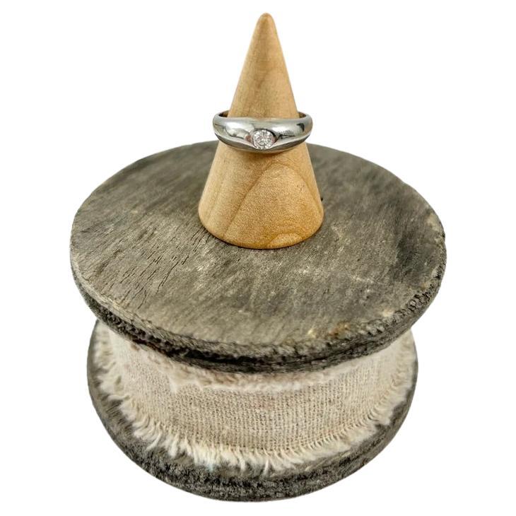 Antique 18ct White Gold, 1920s French Stamped, Dome Shaped Diamond Band Ring