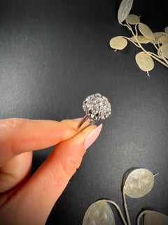Antique 18ct White Gold 1920’s Round Diamond Cluster Ring