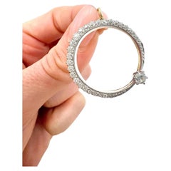 Antique 18ct White Gold, Edwardian 1.50 Carat Diamond Crescent Moon Pendant