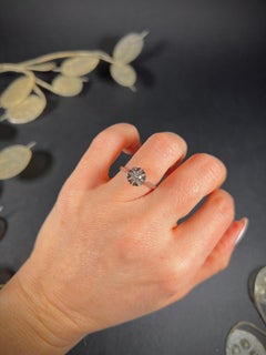 Antique 18ct White Gold French Single Stone Diamond Engagement Ring
