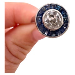 Antique 18ct White Gold & Platinum, 0.35 Carat Art Deco Sapphire & Diamond Ring