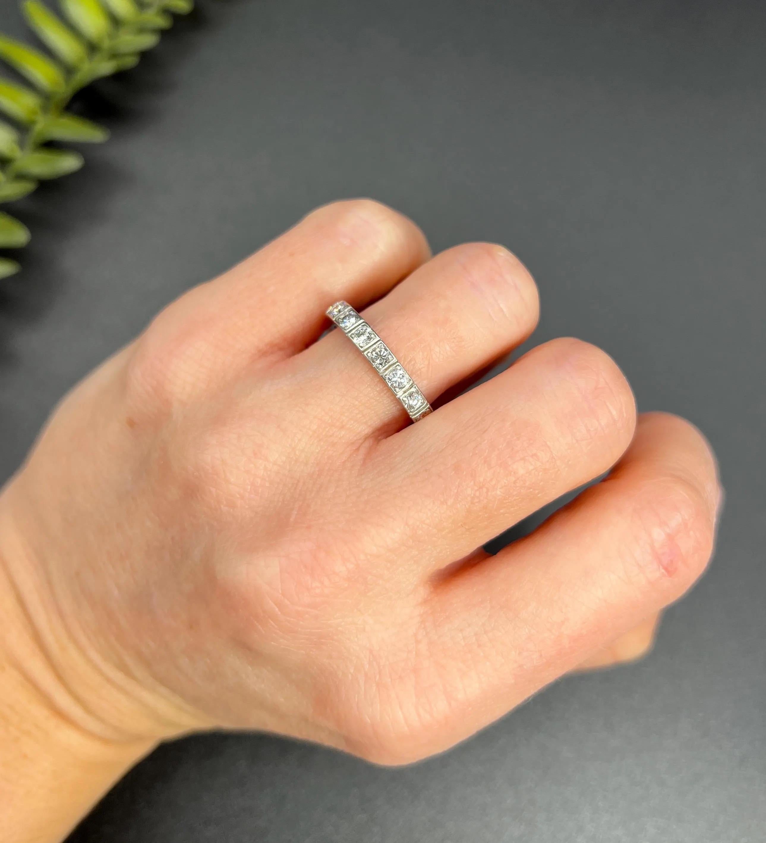 Brilliant Cut Antique 18ct White Gold & Platinum French 1920s Diamond Eternity Ring