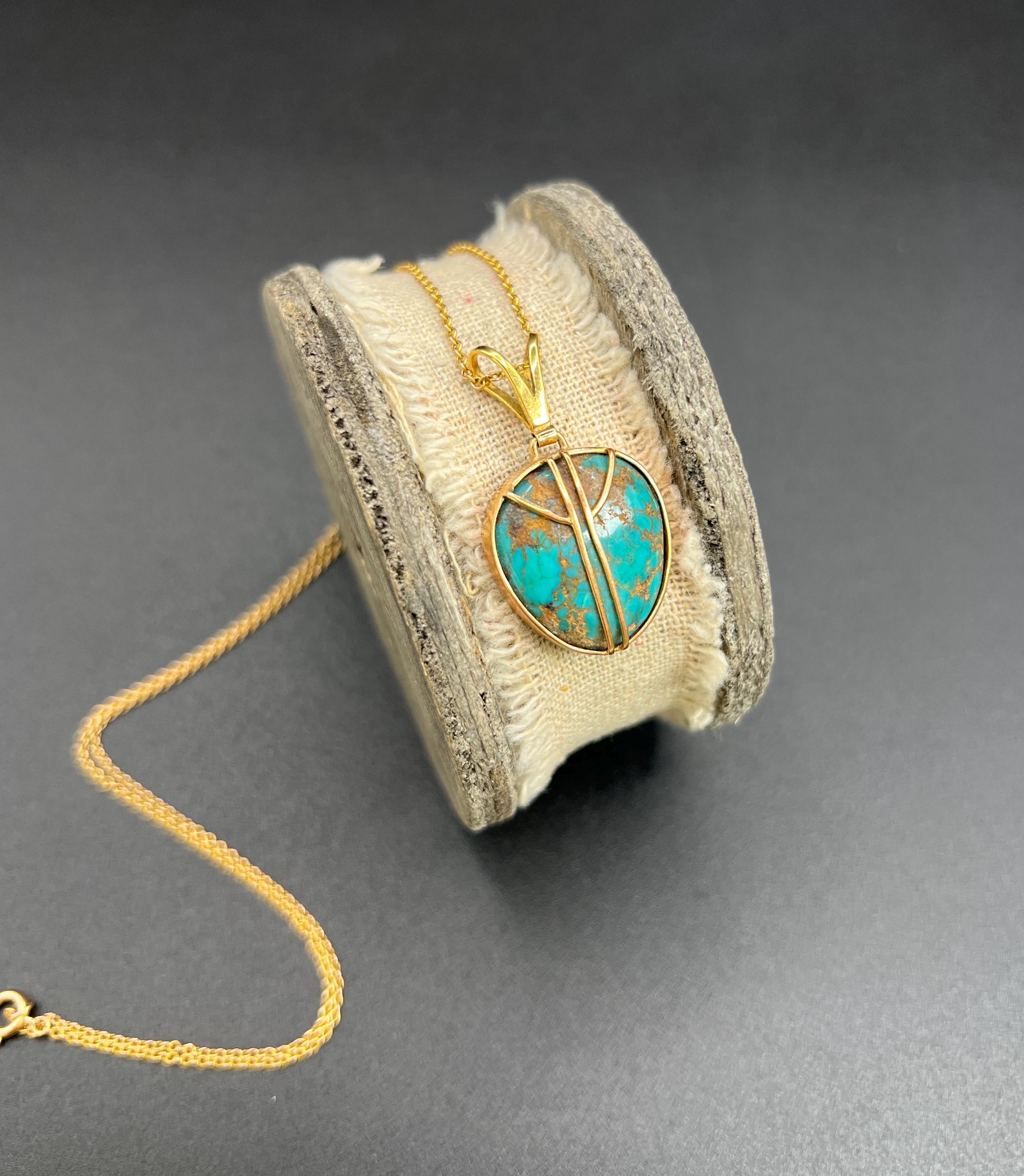 Antico ciondolo in oro giallo e rosa 18ct vittoriano Arts & Crafts con turchese in vendita 4
