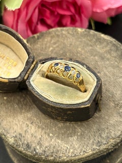 Antique 18ct Yellow Gold, 1912 Hallmarked, Sapphire & Diamond Five Stone Ring