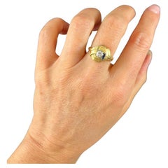Antique 18ct Yellow Gold, 1920s Art Deco Sapphire & Diamond Geometric Ring