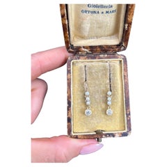 Antichi orecchini a goccia in oro giallo 18ct, 1920, con diamanti e perle