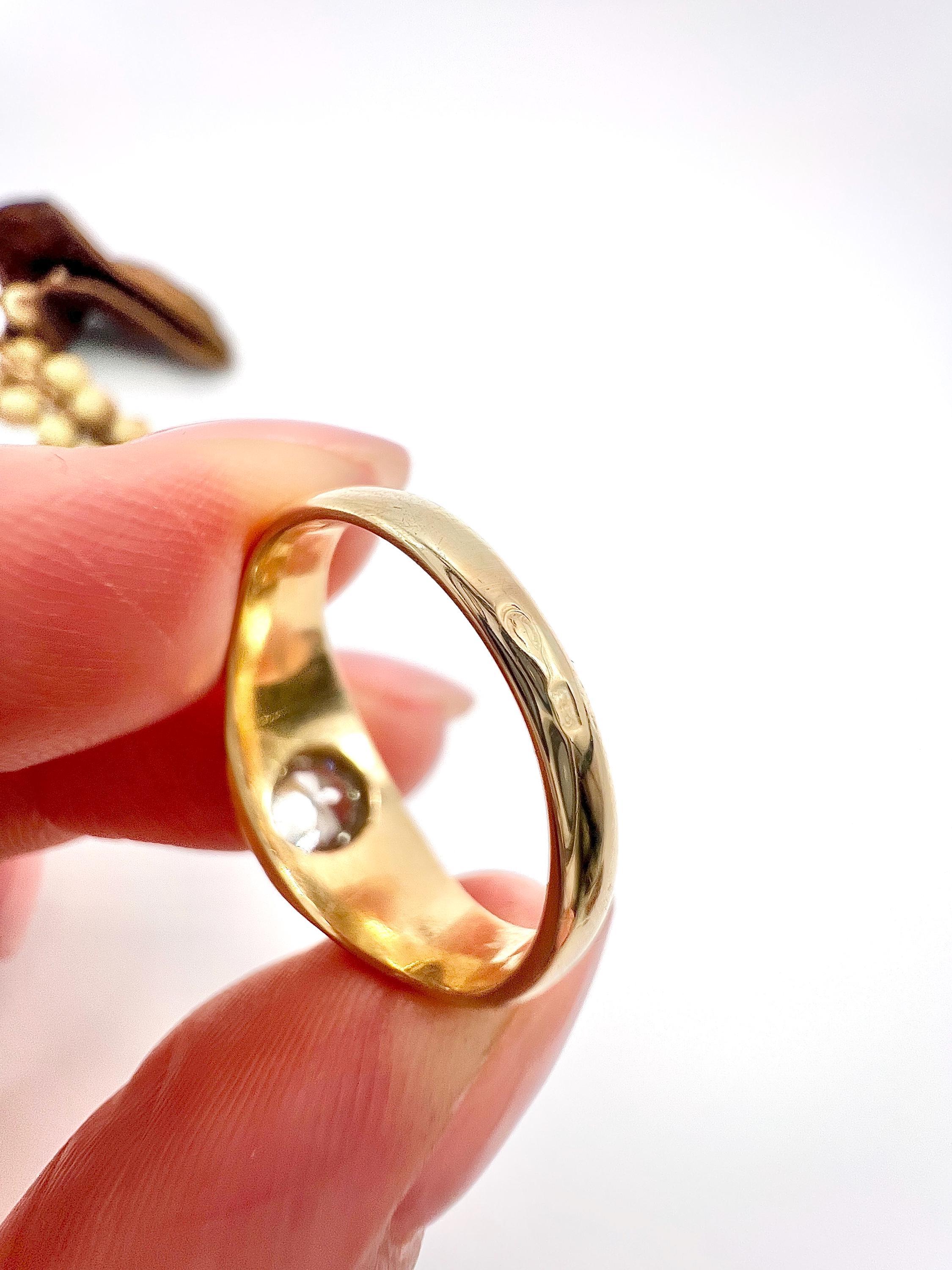 Antique 18ct Yellow Gold 1920s French Hallmarked Dome Shaped 0.85ct Diamond Ring For Sale 2