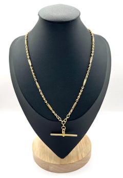 Antique 18ct Yellow Gold Albert Chain : Edwardian Fancy Paperclip Knot Link