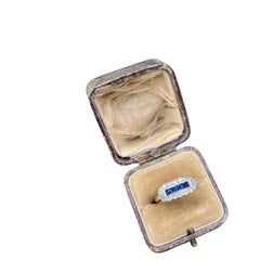 Anello d'epoca in oro giallo 18 carati e platino, in stile edoardiano, con zaffiro e diamanti