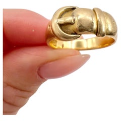 Antiguo anillo con hebilla de oro amarillo de 18 ct Hallmarked Chester 1920