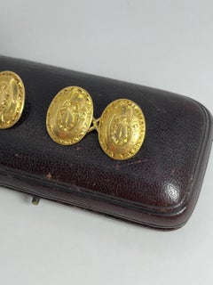 Antique 18ct Yellow Gold Cufflinks, Hand Engraved, Hallmarked Birmingham 1900