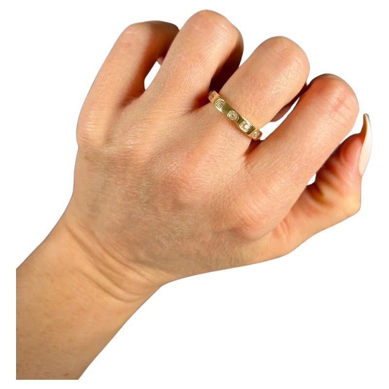 Antike 18ct Gelbgold, Kissenschliff & Rundschliff natürlichen Diamanten Set Band Ring