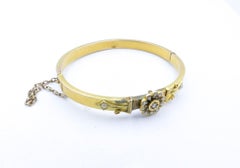 Antique 18ct Yellow Gold Diamond & Pearl Bangle
