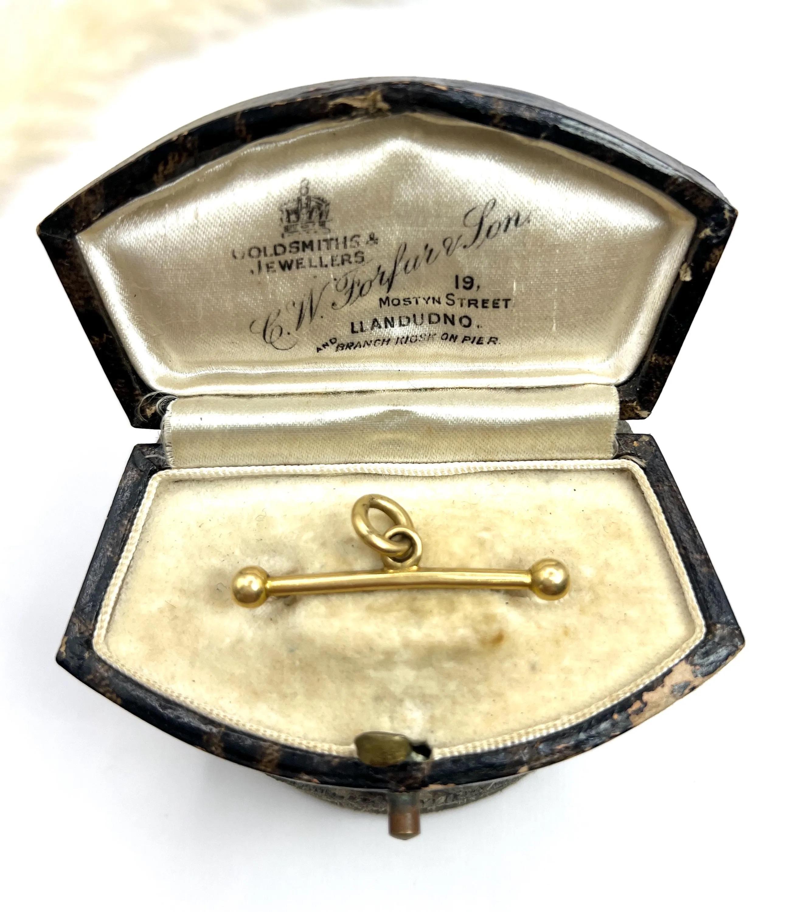 Women's or Men's Antique 18ct Yellow Gold, Edwardian 39.6mm T-Bar Accessory Pendant For Sale