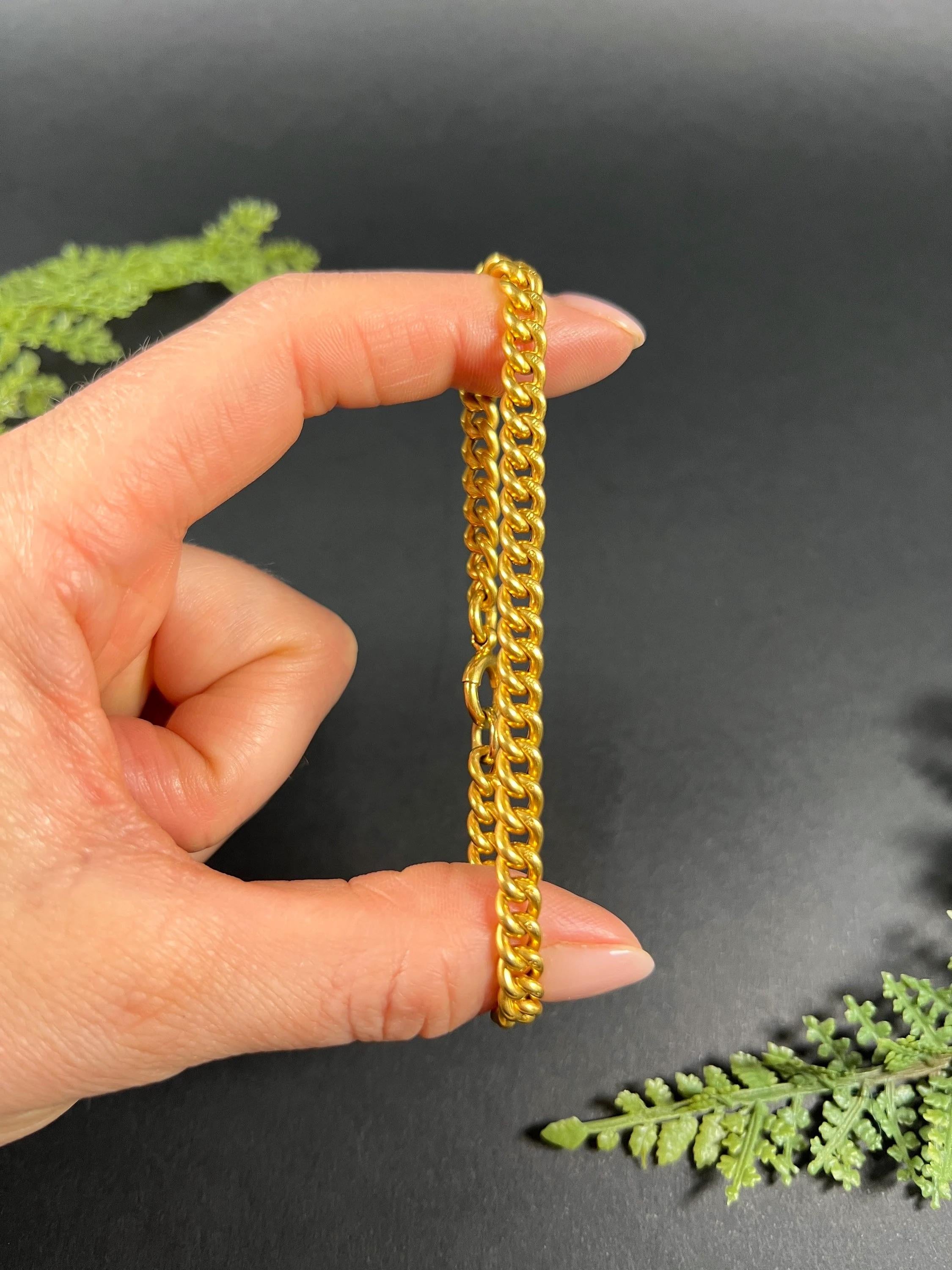 Women's or Men's Antique 18ct Yellow Gold Edwardian Curb Link Bracelet with Bolt Ring Clasp