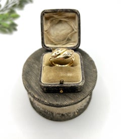 Antiker doppelköpfiger Schlangenring aus 18-karätigem Gelbgold, Edwardian Diamond