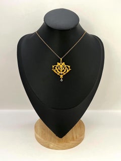 Antique 18ct Yellow Gold Edwardian Diamond, Sapphire & Pearl Pendant, Circa 1910