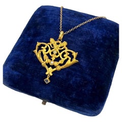 Antique 18ct Yellow Gold Edwardian Diamond, Sapphire & Pearl Pendant, Circa 1910