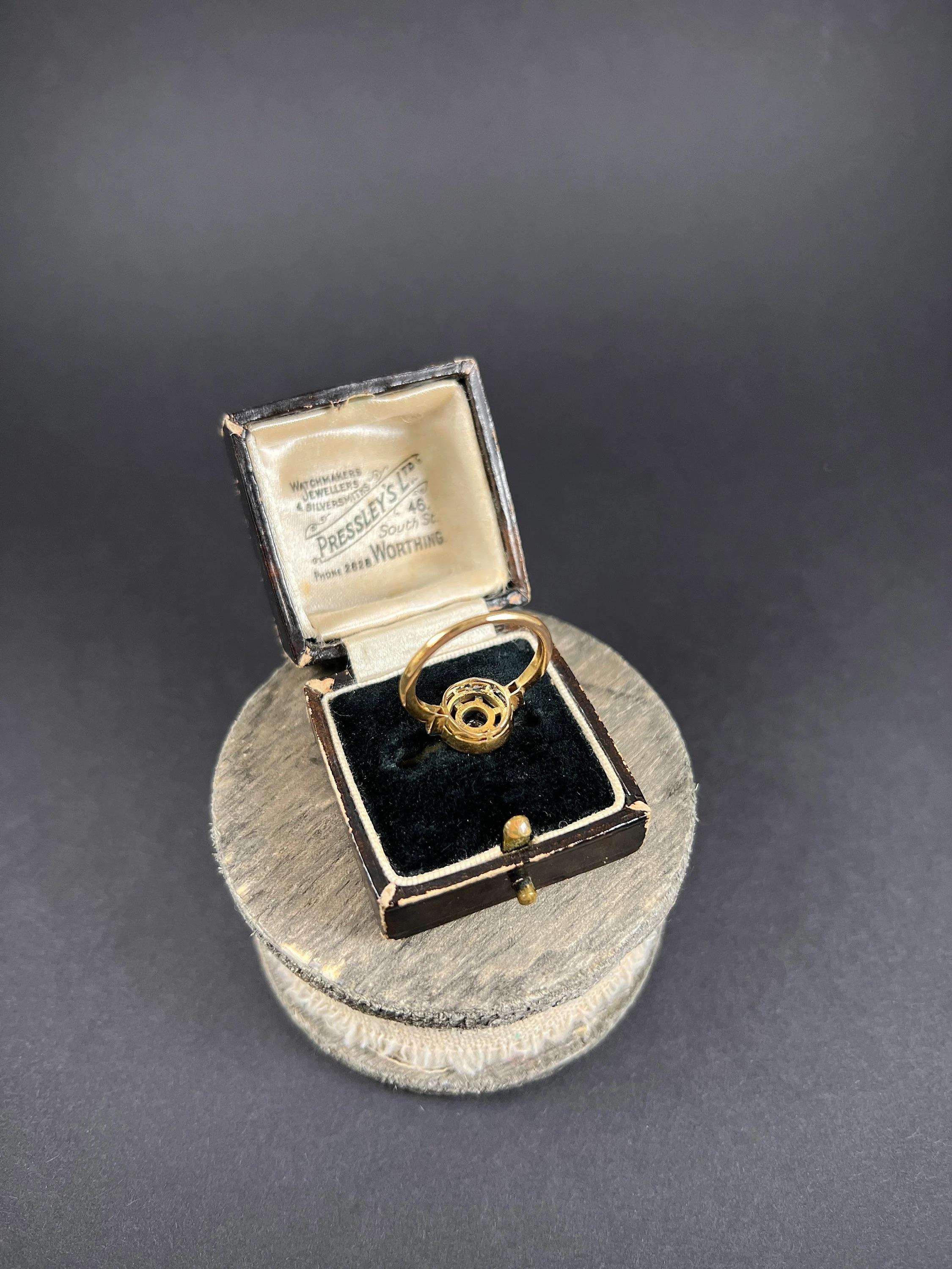 Brilliant Cut Antique 18ct Yellow Gold, Edwardian era Calibrated Ruby & Diamond Target Ring For Sale