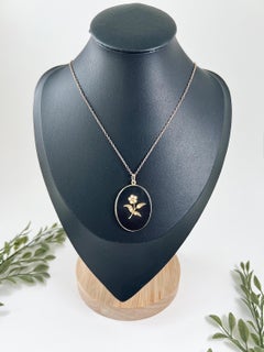 Antique 18ct Yellow Gold, Edwardian Onyx & Seed Pearl Flower Locket