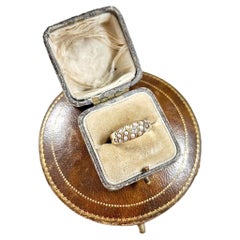 Bague jonc ancienne en or jaune 18 carats, perle édouardienne et diamants