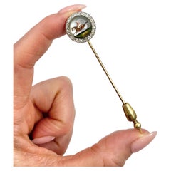 Antique 18ct Yellow Gold, Edwardian Race Horse, Essex Glass & Diamond Stick Pin