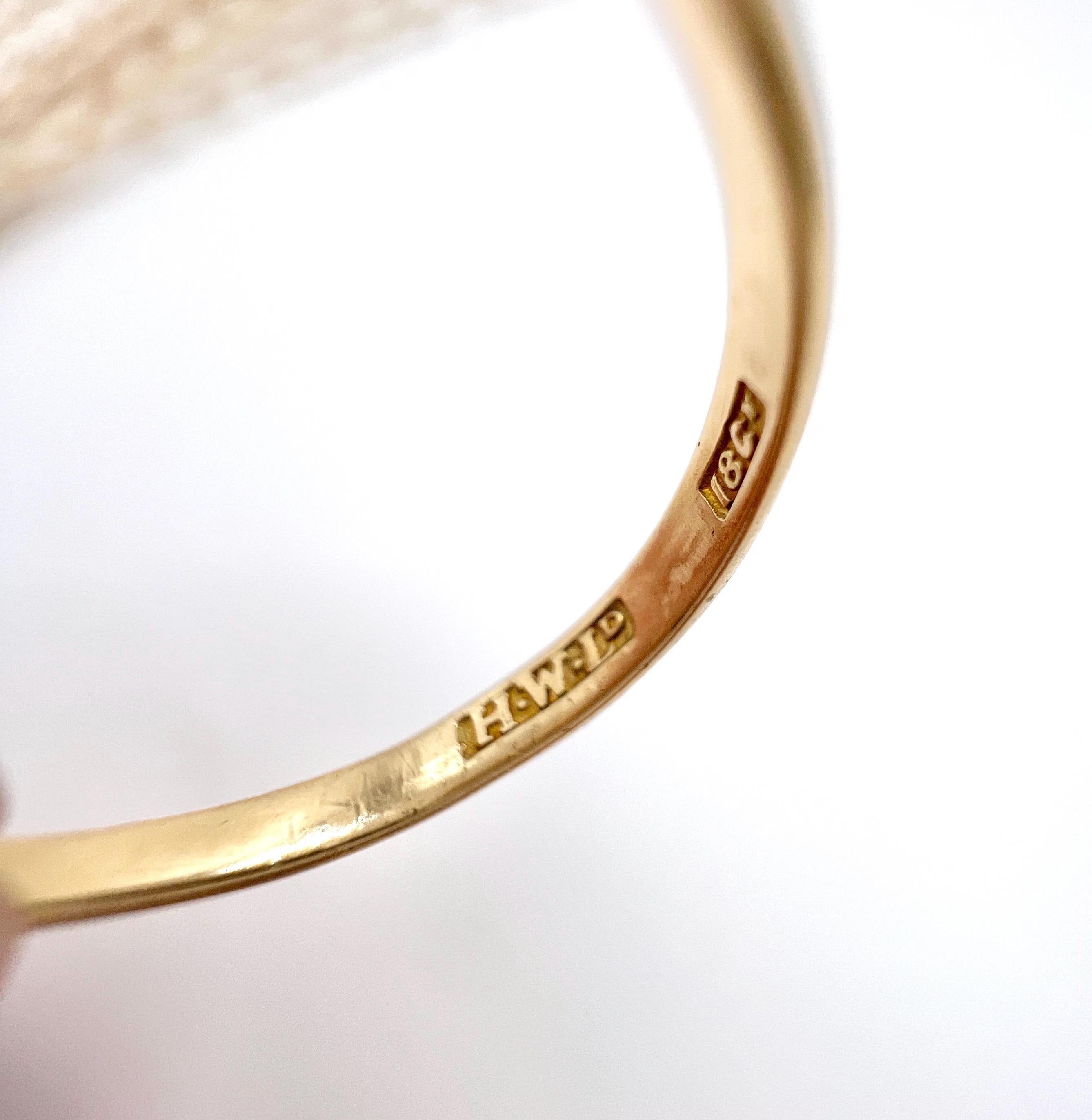 Femenino o masculino Antiguo Anillo Edwardiano de Oro Amarillo de 18 Ct con Rubí y Diamantes en Racimo