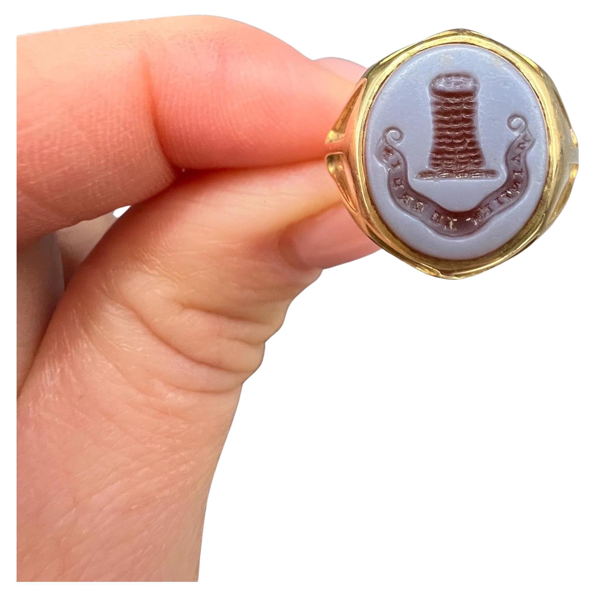 Antique 18ct Yellow Gold, Edwardian Sardonyx Seal Signet Ring