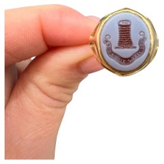 Antiker Siegelring aus 18 Karat Gelbgold, edwardianischer Sardonyx-Siegel