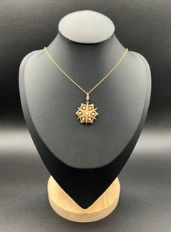 Antique 18ct Yellow Gold, Edwardian Seed Pearl Star Pendant/Brooch