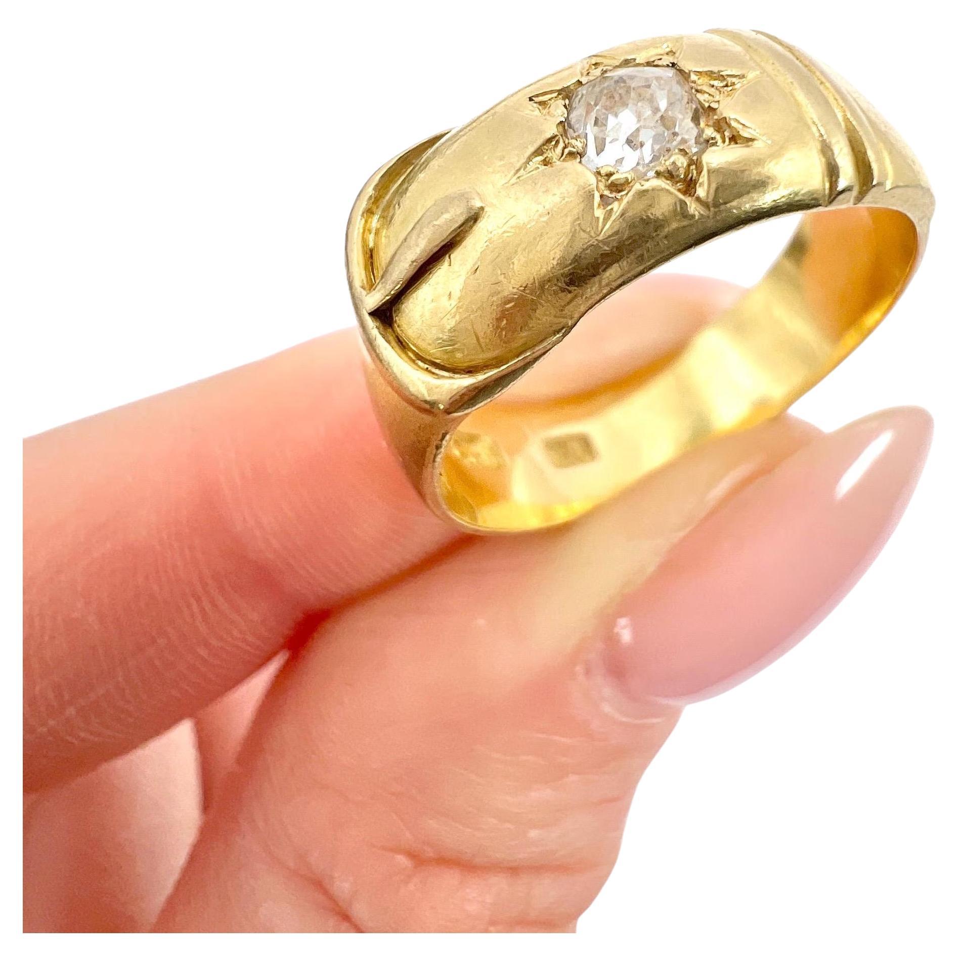 Antique 18ct Yellow Gold, Edwardian Star Set Diamond Buckle/Belt Ring