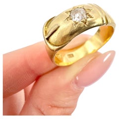 Anillo de cinturón/hebilla Edwardiano de oro amarillo de 18 ct con diamantes engastados en forma de estrella