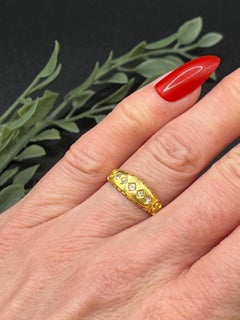 Antique 18ct Yellow Gold, Five Stone Diamond Band Ring, Circa 1910