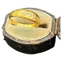 Antique 18ct Yellow Gold, Five Stone Diamond Band Ring, Circa 1910