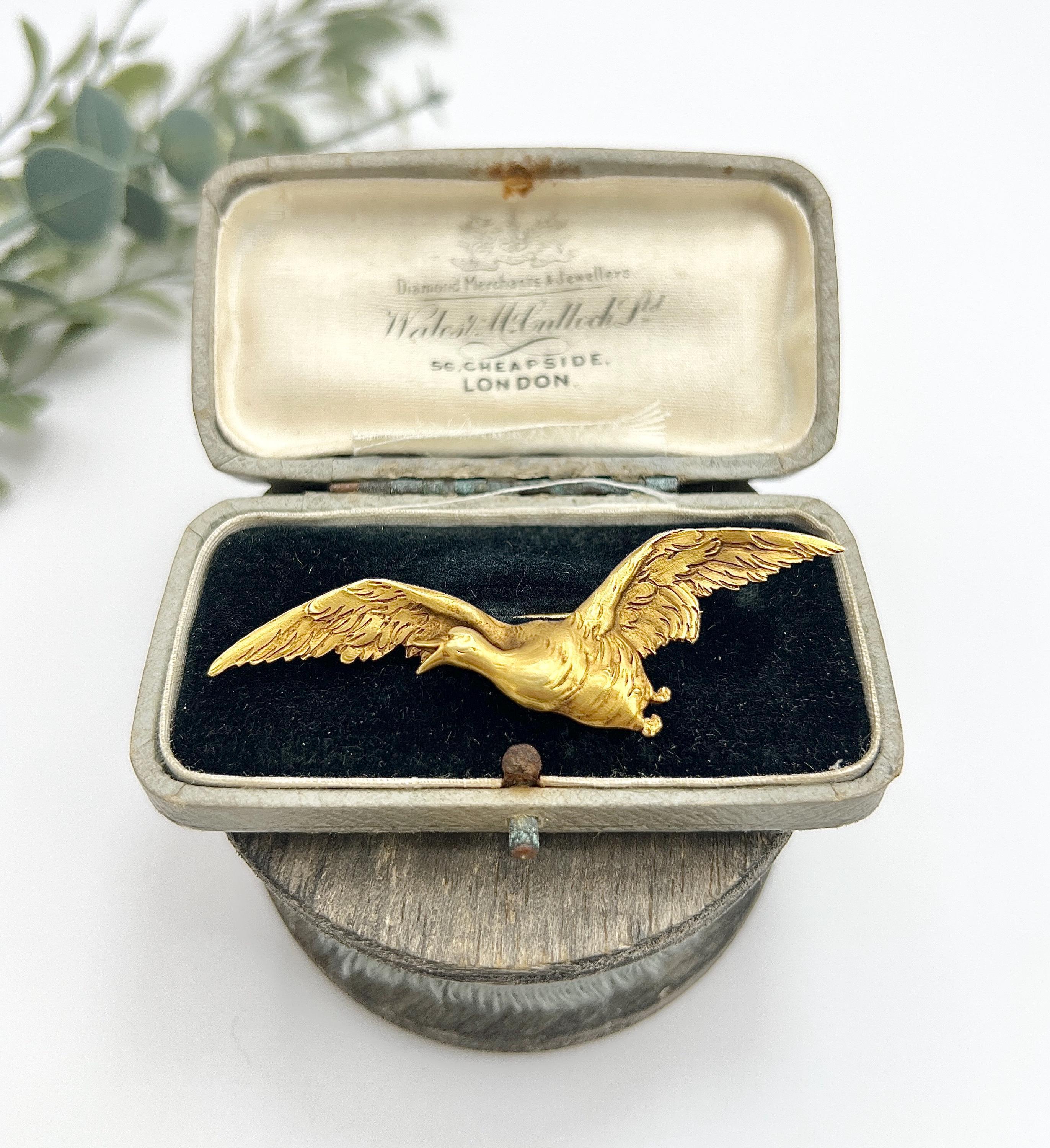 Broche Golden Goose ancienne en or jaune 18 ct, poinçonnée en France, d'époque édouardienne Bon état - En vente à Brighton, GB