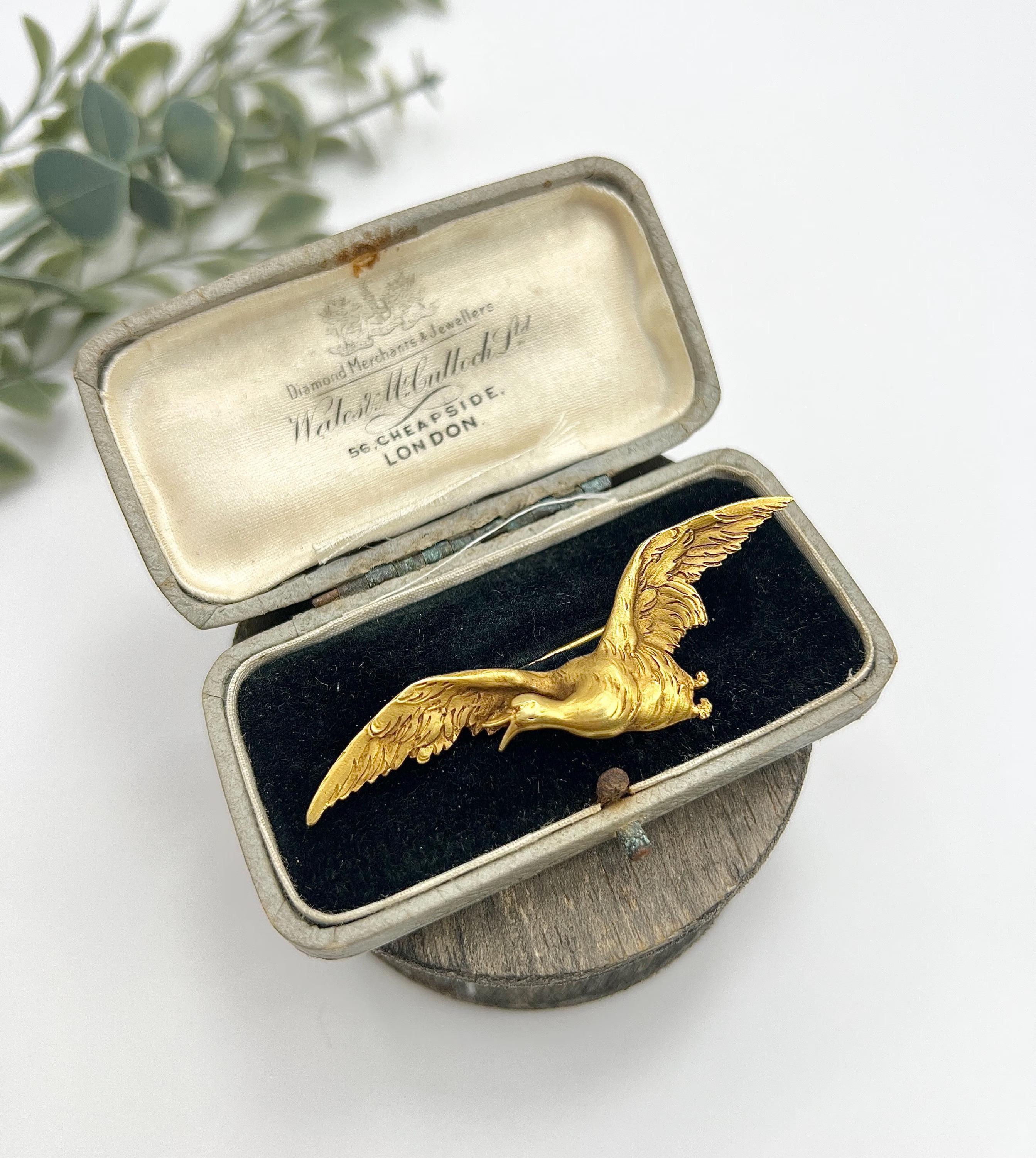 Broche Golden Goose ancienne en or jaune 18 ct, poinçonnée en France, d'époque édouardienne Unisexe en vente