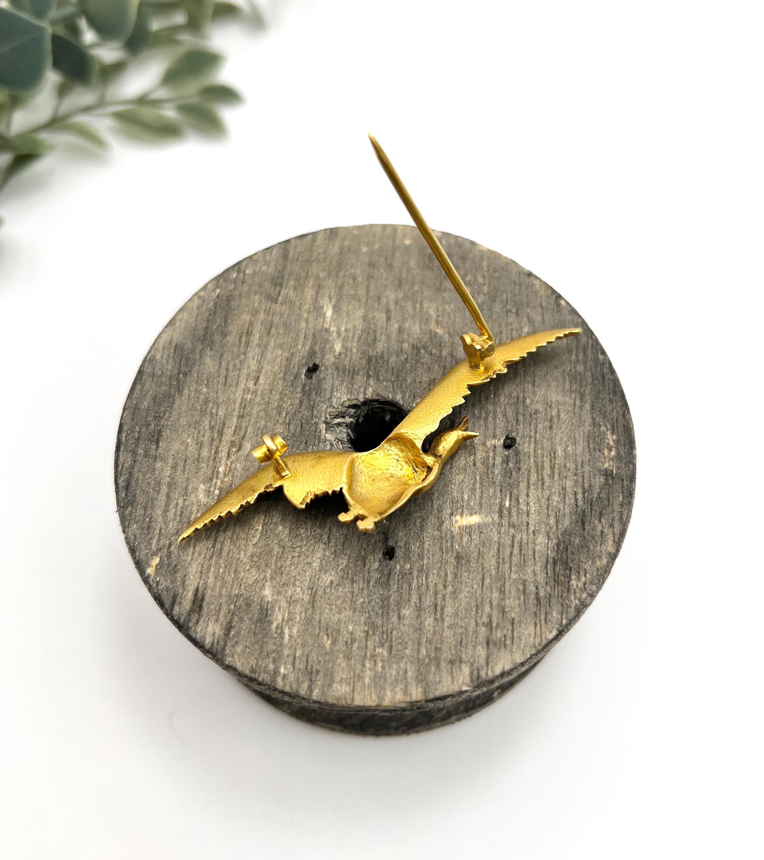 Broche Golden Goose ancienne en or jaune 18 ct, poinçonnée en France, d'époque édouardienne en vente 2
