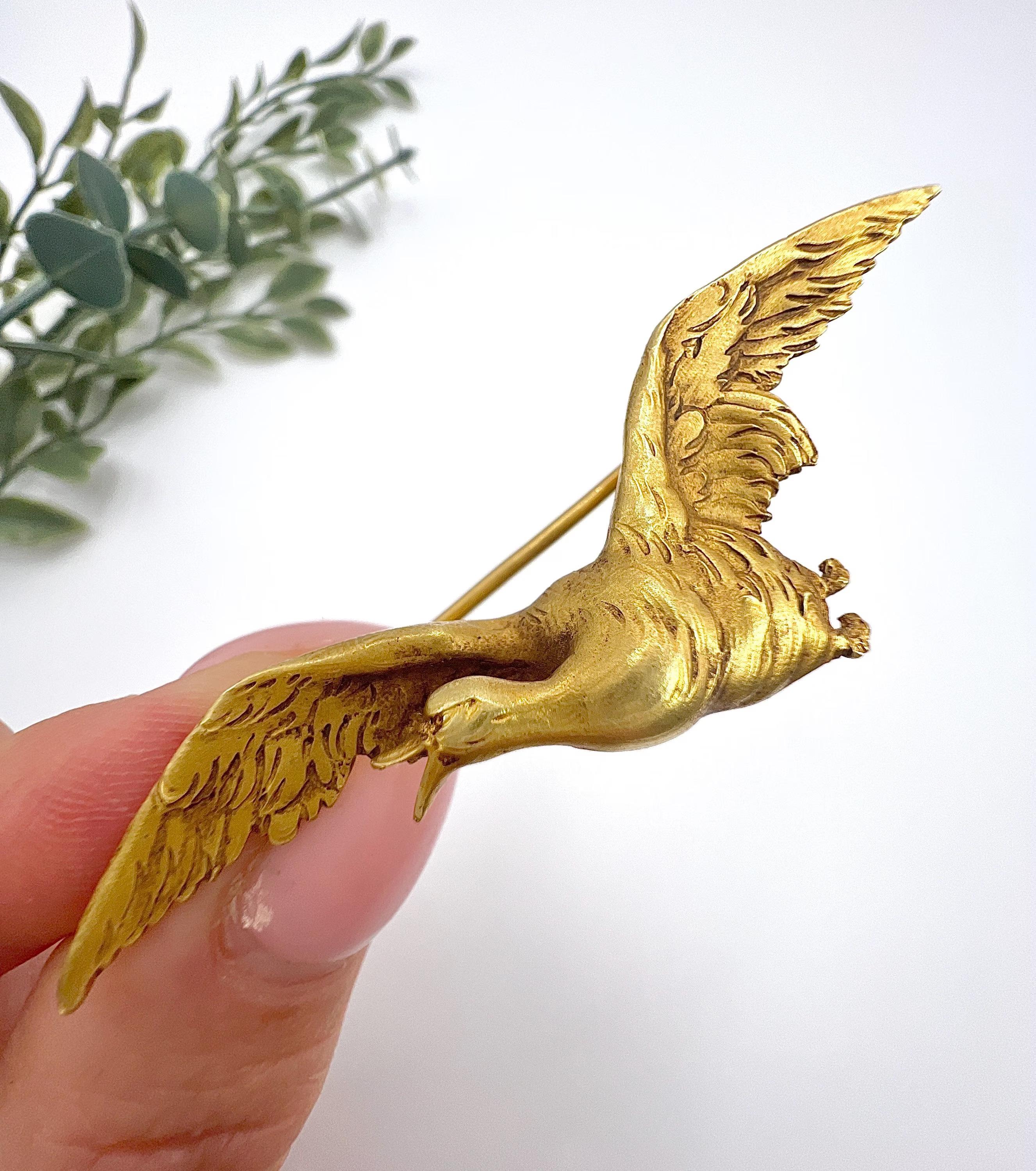 Broche Golden Goose ancienne en or jaune 18 ct, poinçonnée en France, d'époque édouardienne en vente 5