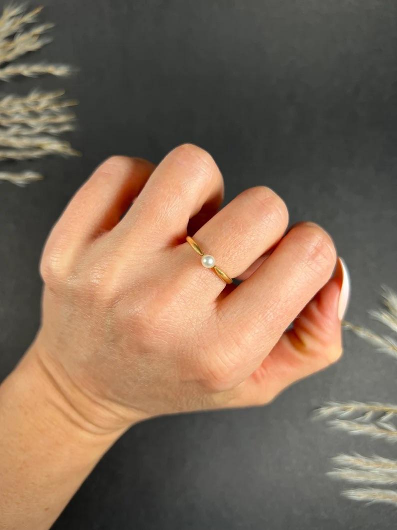 Antique 18ct Yellow Gold French Stamped, Natural Pearl Ring For Sale 2