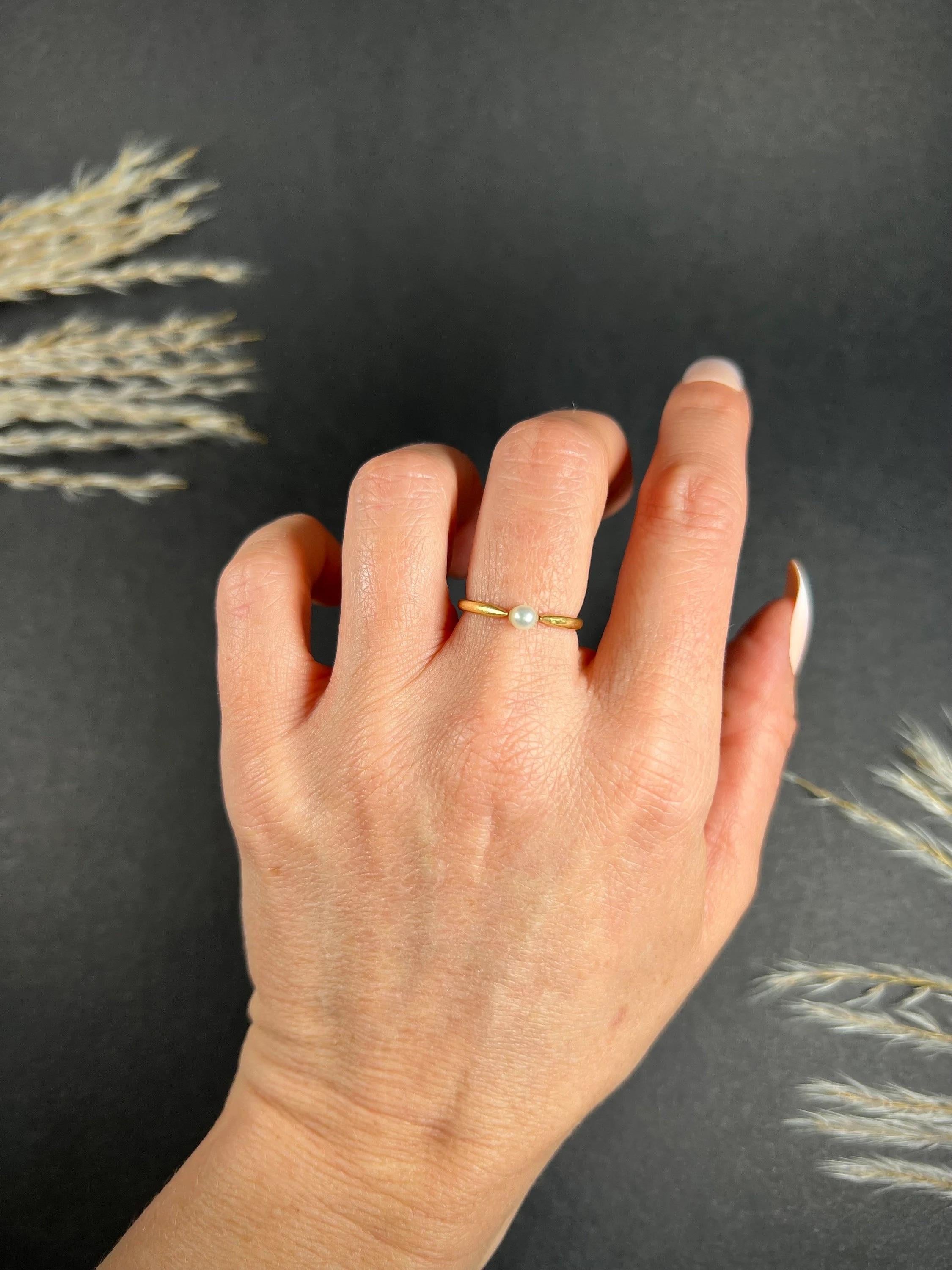 Antique 18ct Yellow Gold French Stamped, Natural Pearl Ring For Sale 3