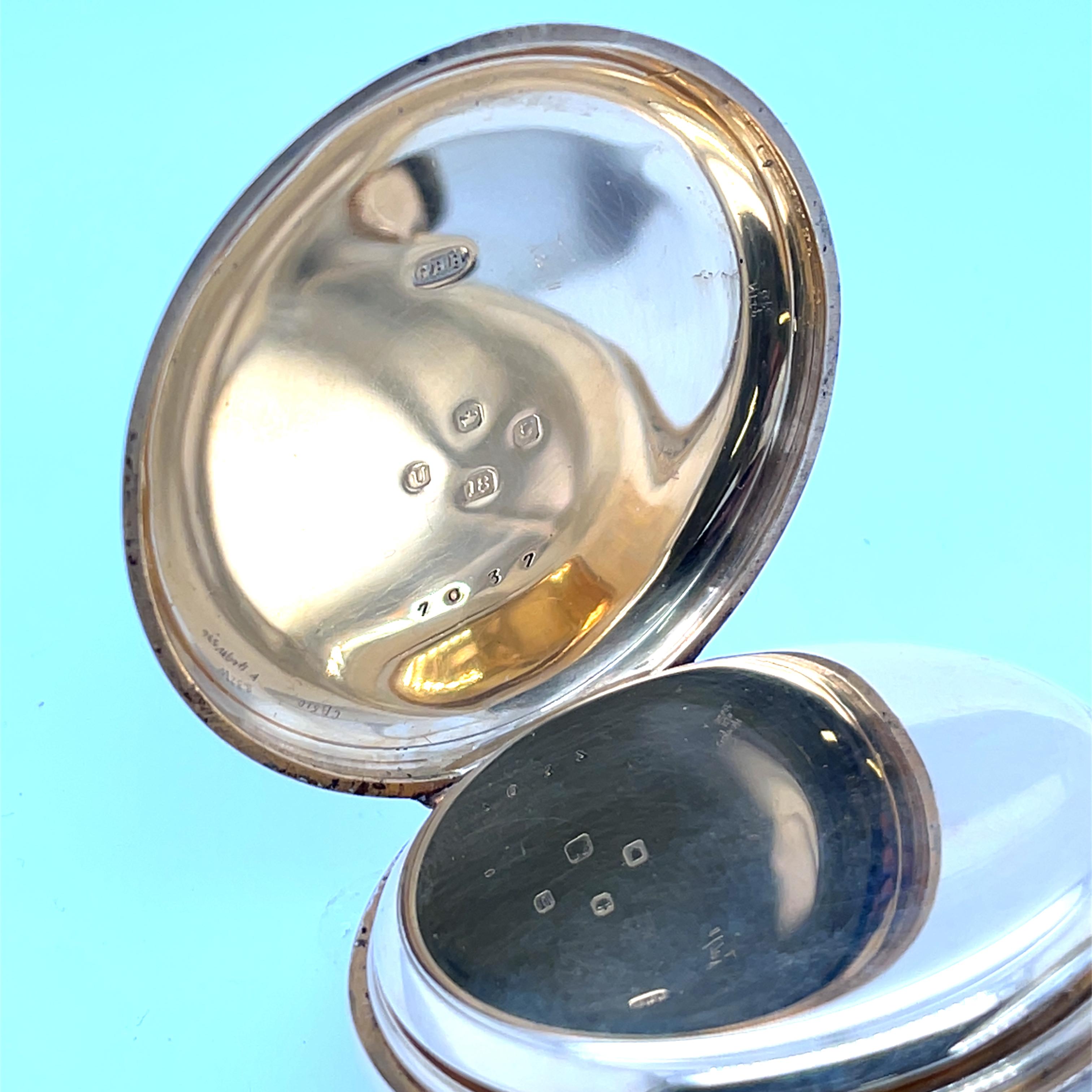 Antiguo reloj de bolsillo John Cashmore London de oro amarillo de 18 ct en venta 1