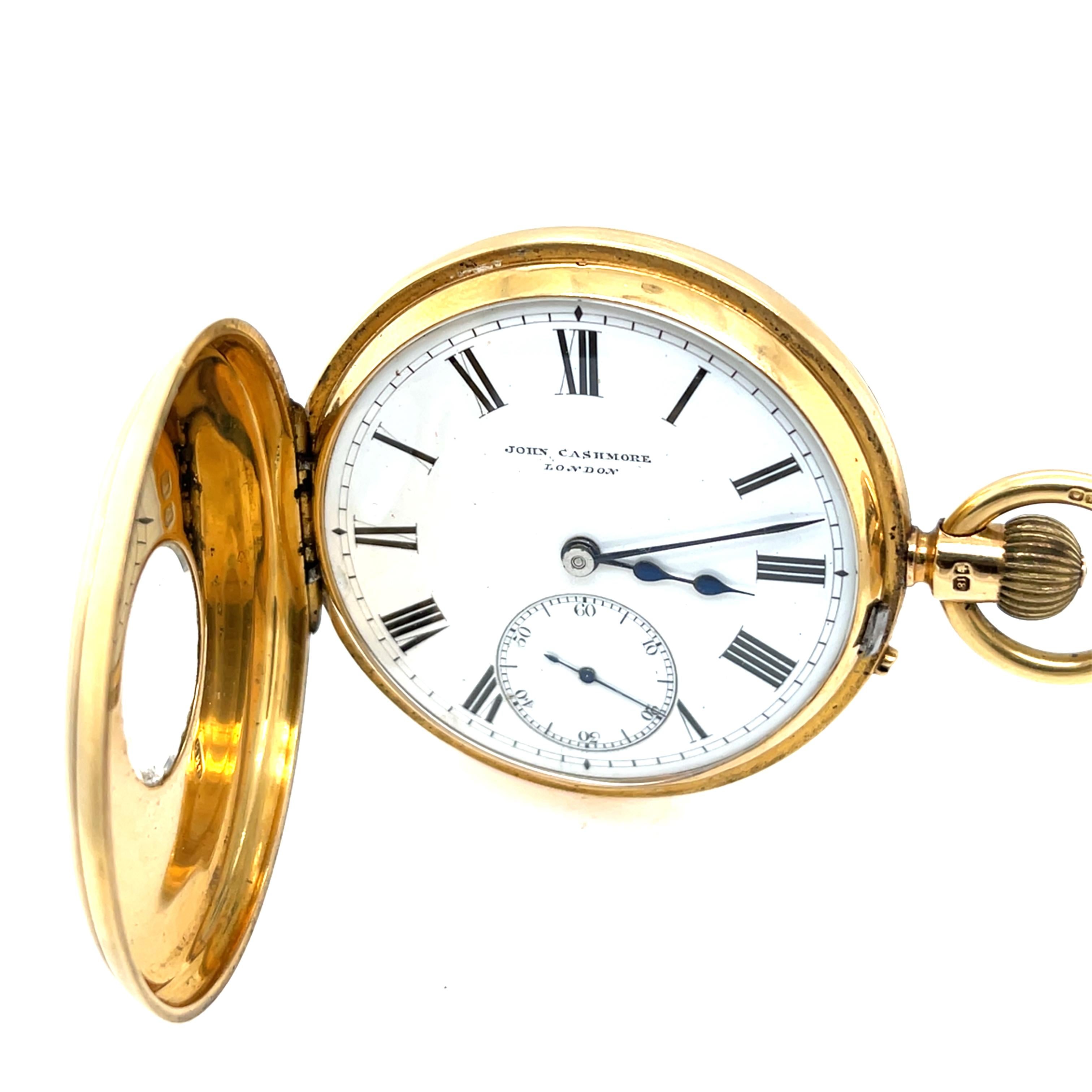 Antiguo reloj de bolsillo John Cashmore London de oro amarillo de 18 ct en venta 4