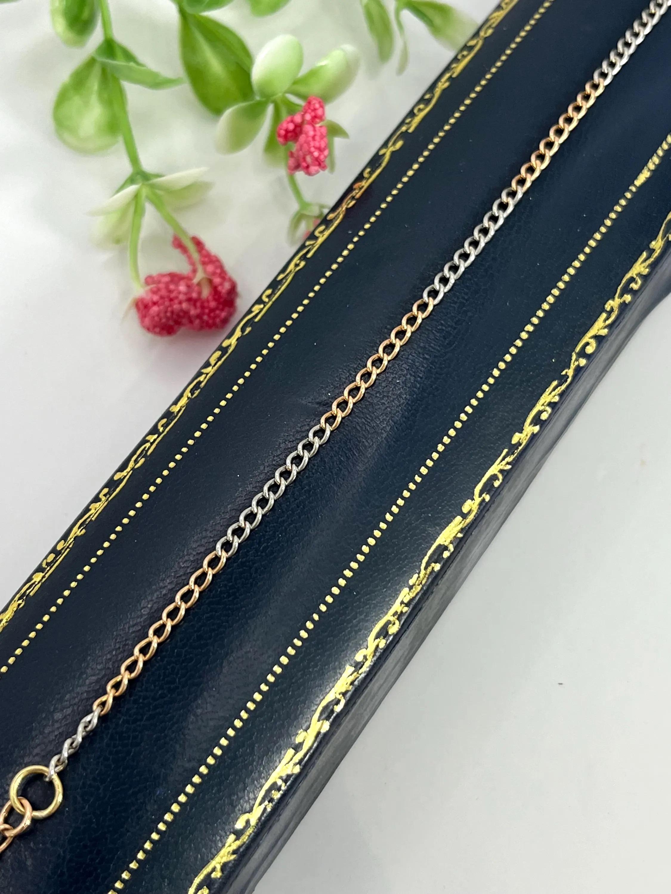 Antiguo brazalete de eslabones con barra en T, de oro amarillo de 18 ct y platino, circa 1910 en venta 5